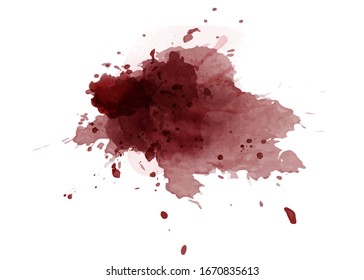 Abstract isolated dark red watercolor stain. Grunge texture artistic vector used as being an element in the decorative design of invitation, cards, cover or banner.