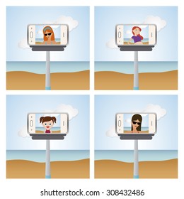 Abstract isolated device with a selfie on its display