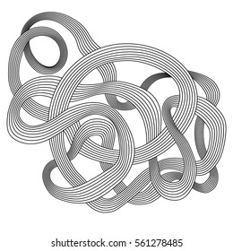 Abstract isolated element. Vector waves hand drawn background. Vector doodle style waves with hairs, waves and clouds ornament background. 
