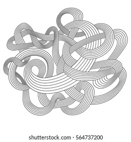 Abstract isolated element. Vector waves hand drawn background. Vector doodle style waves with hairs, waves and clouds ornament background.
