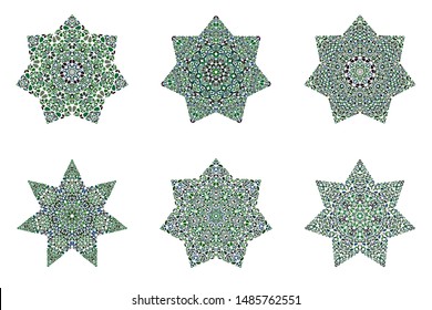 Abstract isolated floral ornament star polygon collection - ornamental vector designs elementss from curved shapes