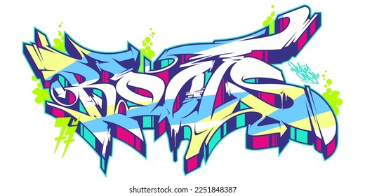 Abstract Isolated Graffiti Street Art Style Word Roots Lettering Vector Illustration Template