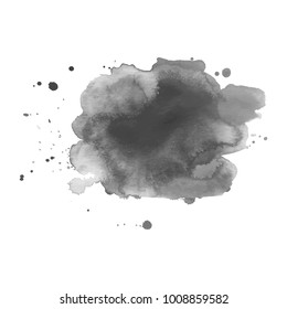 Abstract isolated gray vector watercolor stain. Grunge element for paper design