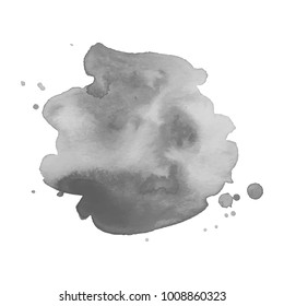 Abstract isolated gray vector watercolor stain. Grunge element for paper design