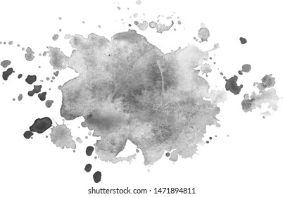 Abstract isolated gray vector watercolor splash. Grunge element for paper design. Vector illustration