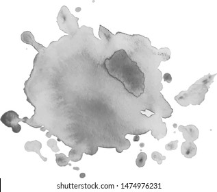 Abstract isolated gray vector watercolor splash. Grunge element for paper design. Vector illustration
