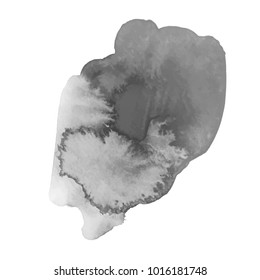 Abstract isolated grayscale vector watercolor stain. Grunge element for paper design. Vector illustration