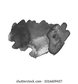 Abstract isolated grayscale vector watercolor stain. Grunge element for paper design. Vector illustration
