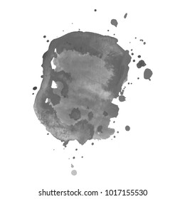 Abstract isolated grayscale vector watercolor stain. Grunge element for paper design. Vector illustration