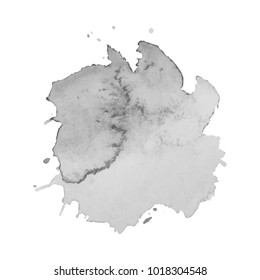Abstract isolated grayscale vector watercolor stain. Grunge element for paper design. Vector illustration