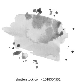 Abstract isolated grayscale vector watercolor stain. Grunge element for paper design. Vector illustration