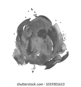 Abstract isolated grayscale vector watercolor stain. Grunge element for paper design. Vector illustration