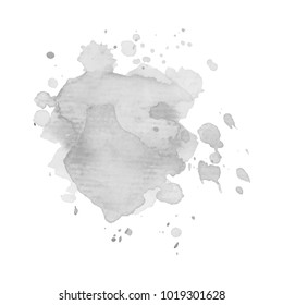 Abstract isolated grayscale vector watercolor stain. Grunge element for paper design. Vector illustration