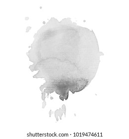 Abstract isolated grayscale vector watercolor stain. Grunge element for paper design. Vector illustration