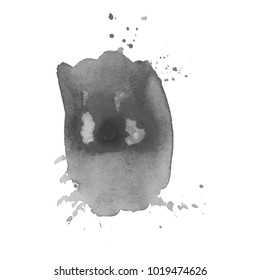 Abstract isolated grayscale vector watercolor stain. Grunge element for paper design. Vector illustration
