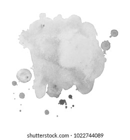 Abstract isolated grayscale vector watercolor stain. Grunge element for paper design. Vector illustration