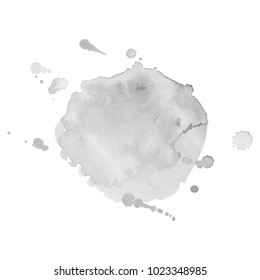 Abstract isolated grayscale vector watercolor stain. Grunge element for paper design. Vector illustration