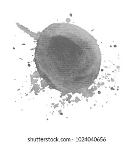 Abstract isolated grayscale vector watercolor stain. Grunge element for paper design. Vector illustration