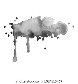 Abstract isolated grayscale vector watercolor stain. Grunge element for paper design. Vector illustratio
