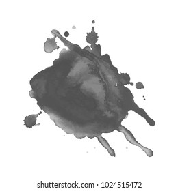 Abstract isolated grayscale vector watercolor stain. Grunge element for paper design. Vector illustratio