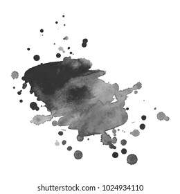 Abstract isolated grayscale vector watercolor stain. Grunge element for paper design. Vector illustration