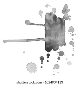 Abstract isolated grayscale vector watercolor stain. Grunge element for paper design. Vector illustration