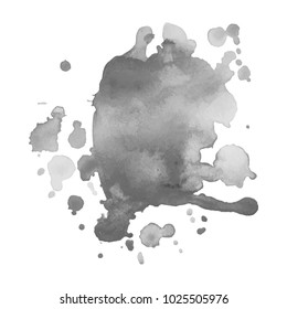 Abstract isolated grayscale vector watercolor stain. Grunge element for paper design. Vector illustration