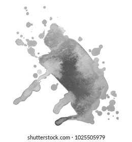 Abstract isolated grayscale vector watercolor stain. Grunge element for paper design. Vector illustration