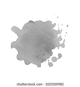 Abstract isolated grayscale vector watercolor stain. Grunge element for paper design. Vector illustration