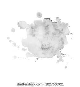Abstract isolated grayscale vector watercolor stain. Grunge element for paper design. Vector illustration