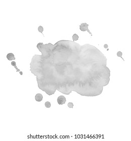 Abstract isolated grayscale vector watercolor stain. Grunge element for paper design. Vector illustration