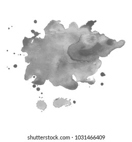 Abstract isolated grayscale vector watercolor stain. Grunge element for paper design. Vector illustration