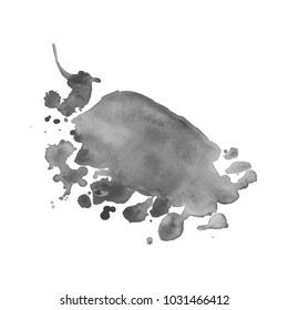 Abstract isolated grayscale vector watercolor stain. Grunge element for paper design. Vector illustration