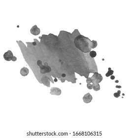 Mancha de color de agua vectorial aislada en escala de grises. Elemento grueso para el diseño de papel