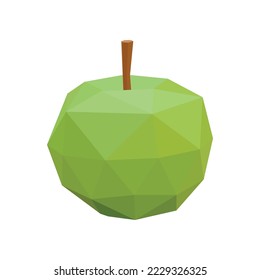 Abstract isolated green apple isolated on white background , polygon apple, low poly apple,  vector illustration