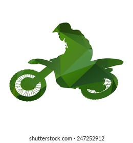 Abstract isolated green vector motocross. Enduro racer