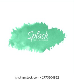 Abstract isolated green vector watercolor stain on white background.The color splashing on the paper.It is a hand drawn and Grunge element for paper design.