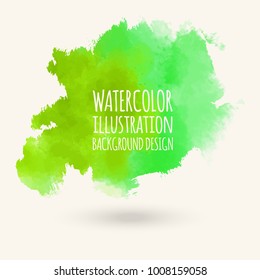 Abstract isolated green watercolor hand drawn paper texture stain on white background for text design, web, label. Vector element for card, banner, logo.