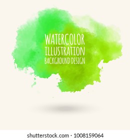 Abstract isolated green watercolor hand drawn paper texture stain on white background for text design, web, label. Vector element for card, banner, logo.