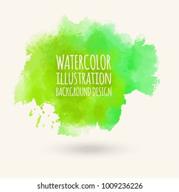 Abstract isolated green watercolor hand drawn paper texture stain on white background for text design, web, label. Vector element for card, banner, logo.