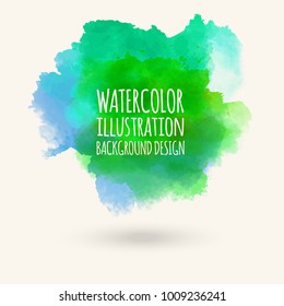 Abstract isolated green watercolor hand drawn paper texture stain on white background for text design, web, label. Vector element for card, banner, logo.