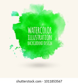 Abstract isolated green watercolor hand drawn paper texture stain on white background for text design, web, label. Vector element for card, banner, logo.