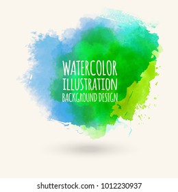 Abstract isolated green watercolor hand drawn paper texture stain on white background for text design, web, label. Vector element for card, banner, logo.