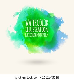 Abstract isolated green watercolor hand drawn paper texture stain on white background for text design, web, label. Vector element for card, banner, logo.