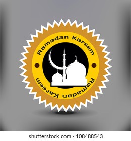Abstract isolated icon for Ramadan Kareem with gray background.