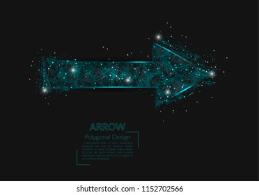 Abstract isolated image of arrow. Polygonal illustration looks like stars in the blask night sky in spase or flying glass shards. Digital design for website, web, internet