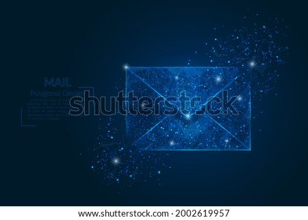 Abstract isolated image of a letter, mail or message. Polygonal illustration looks like stars in the blask night sky in spase or flying glass shards. Digital design for website, web, internet