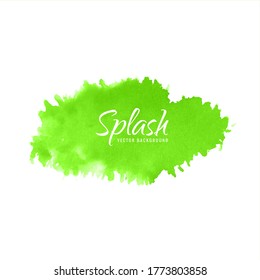 Abstract isolated light green color vector watercolor stain on white background.The color splashing on the paper.It is a hand drawn and Grunge element for paper design.