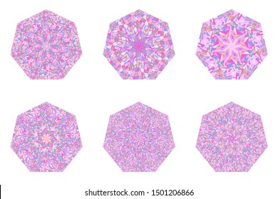 Abstract isolated mosaic pattern heptagon logo template collection - ornamental geometrical vector designs elementss on background