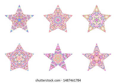 Abstract isolated mosaic pentagram star logo template set - geometrical geometric vector design element